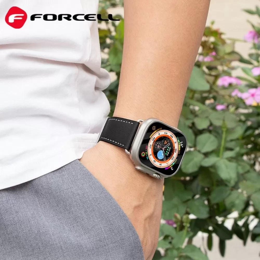 FORCELL F-DESIGN FA20 narukvica od ekoloske koze za APPLE Watch 38/40/41 mm crna