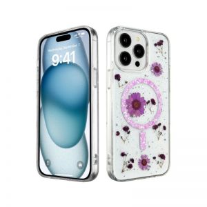 Futrola Luxury Flowers za iPhone 16 Pro Max (6.9) lila