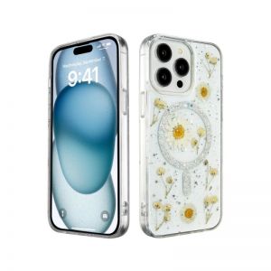 Futrola Luxury Flowers za iPhone 16 (6.1) srebrna