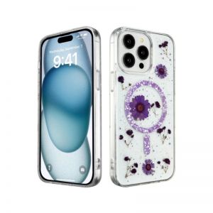 Futrola Luxury Flowers za iPhone 16 Pro Max (6.9) ljubicasta