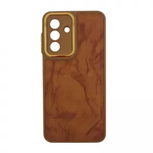 Futrola Leather sa Niklovanim obodom za Samsung A346 Galaxy A34 braon