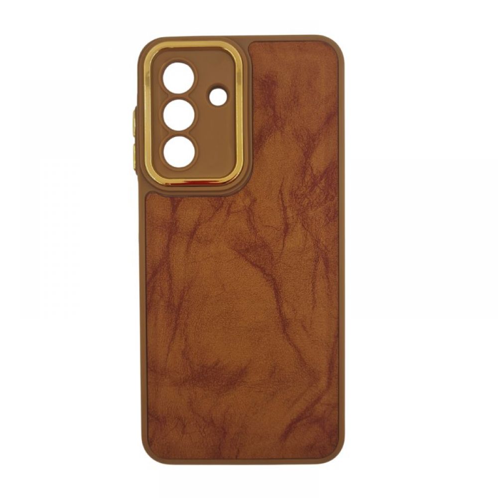 Futrola Leather sa Niklovanim obodom za Samsung A065 Galaxy A06 braon
