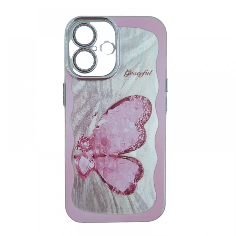 Futrola GraceFul Butterfly za iPhone 16 (6.1) roze