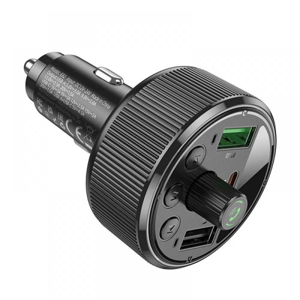 HOCO auto transmiter FM bluetooth 2 x USB A + Type C PD QC3.0 30W E82 crni