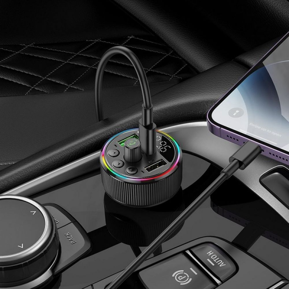 HOCO auto transmiter FM bluetooth 2 x USB A + Type C PD QC3.0 30W E82 crni