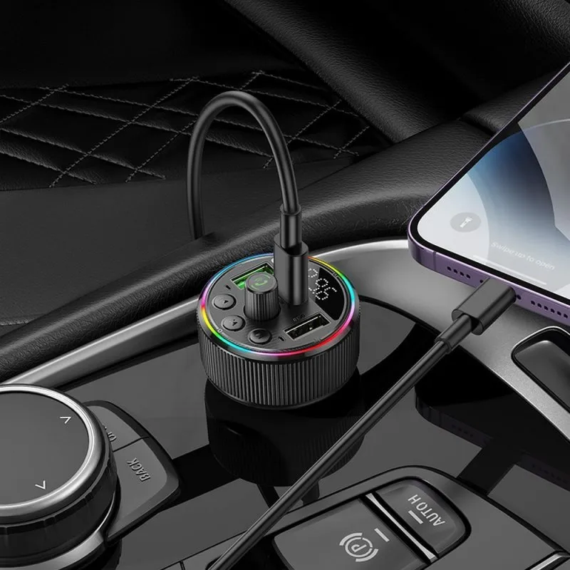 HOCO auto transmiter FM bluetooth 2 x USB A + Type C PD QC3.0 30W E82 crni