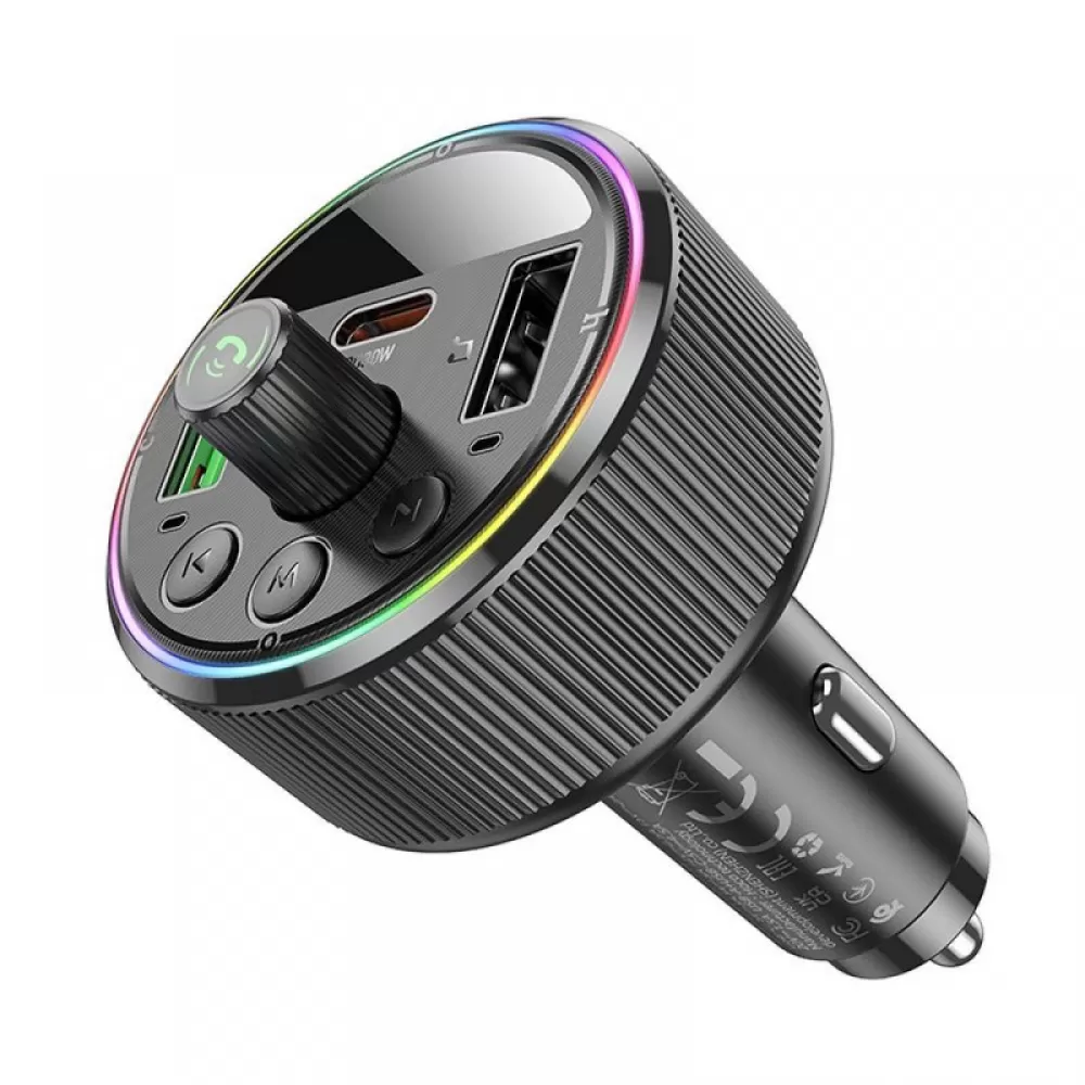 HOCO auto transmiter FM bluetooth 2 x USB A + Type C PD QC3.0 30W E82 crni