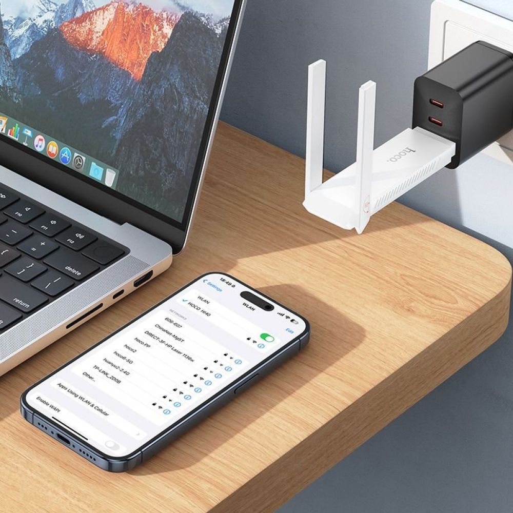 Prenosni bezicni ruter USB A Hoco WiFi HI40 beli