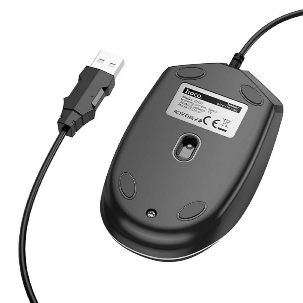 HOCO gaming zicani USB A kompjuterski mis 2400 dpi GM37 crni