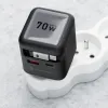 FORCELL F-ENERGY GaN III VT-R7 putni punjac sa uvlacivim kablom Type C i 1x Type C, 1x USB A prikljuccima za punjenje PD QC4.0 3A 70W sivi