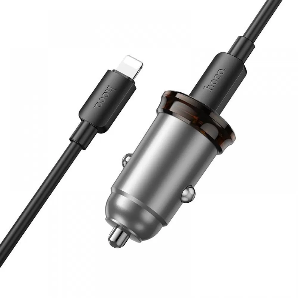 HOCO auto punjac Type C + kabl Type C na Lightning PD QC 30W NZ16 metal sivi