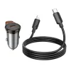 HOCO auto punjac Type C + kabl Type C na Lightning PD QC 30W NZ16 metal sivi
