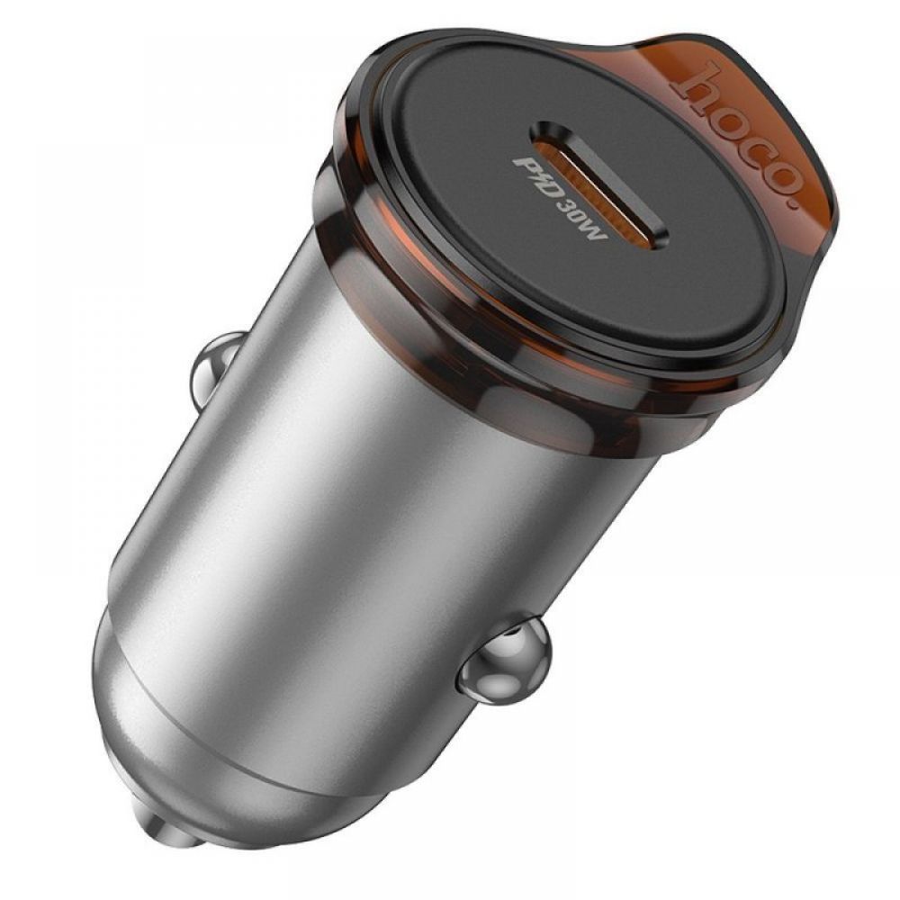 HOCO auto punjac 2 x Type C + kabl Type C na Lightning PD QC 45W NZ16B metal sivi