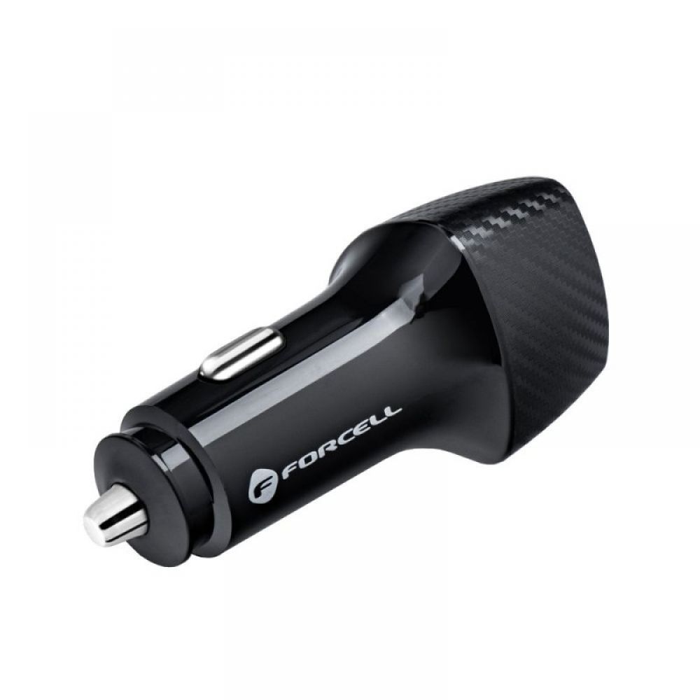 FORCELL F-ENERGY Carbon CC50-1A1C auto punjac Type C + USB A PD QC3.0 3A 38W crni