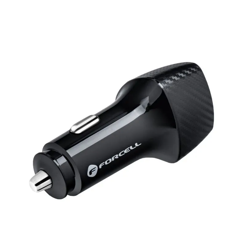 FORCELL F-ENERGY Carbon CC50-1A1C auto punjac Type C + USB A PD QC3.0 3A 38W crni