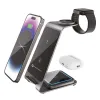 Forcell F-ENERGY Simply Charge 3u1 bezicni punjac od aluminijuma kompatibilan sa Apple Watch i Samsung Watch sivi