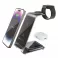 Forcell F-ENERGY Simply Charge 3u1 bezicni punjac od aluminijuma kompatibilan sa Apple Watch i Samsung Watch sivi