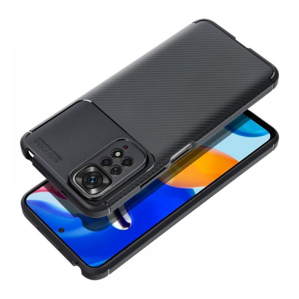 Silikonska futrola AUTO FOCUS LINE (carbon premium) za XIAOMI Redmi Note 14 Pro 5G crna