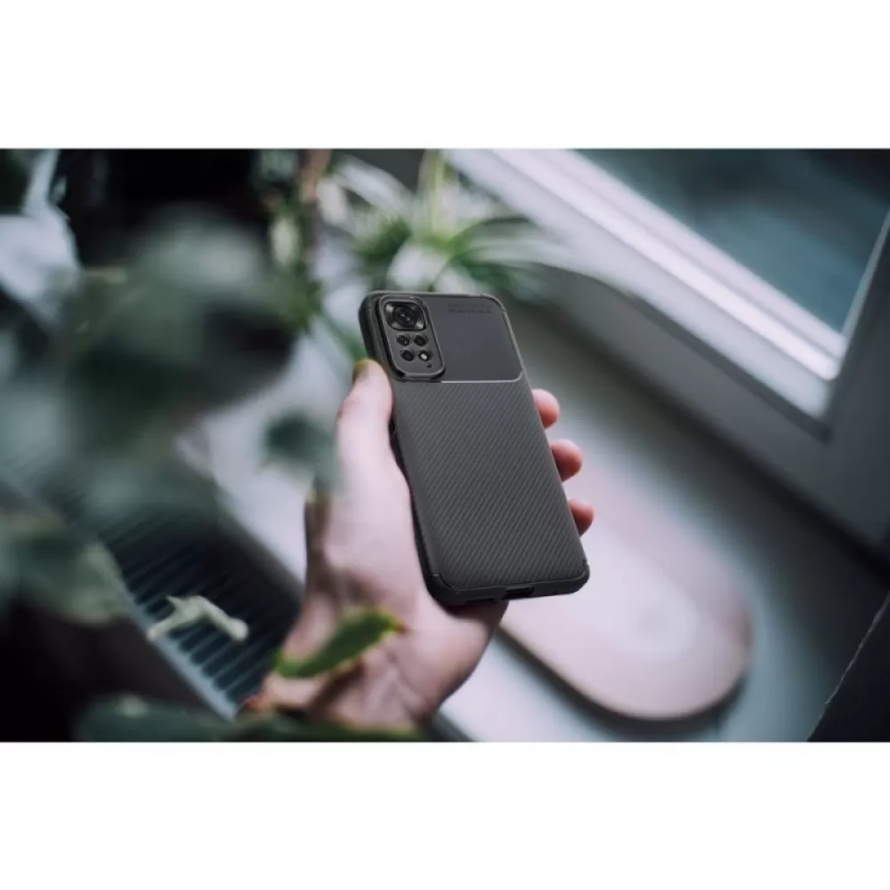 Silikonska futrola AUTO FOCUS LINE (carbon premium) za XIAOMI Redmi Note 14 5G crna
