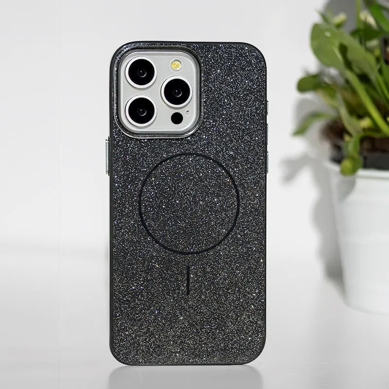 Futrola Glitter MagSafe za iPhone 16 (6.1) crna
