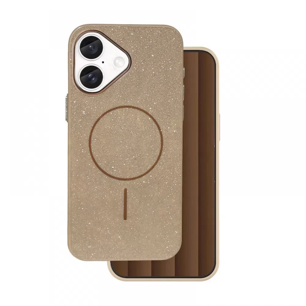 Futrola Glitter MagSafe za iPhone 16 (6.1) braon