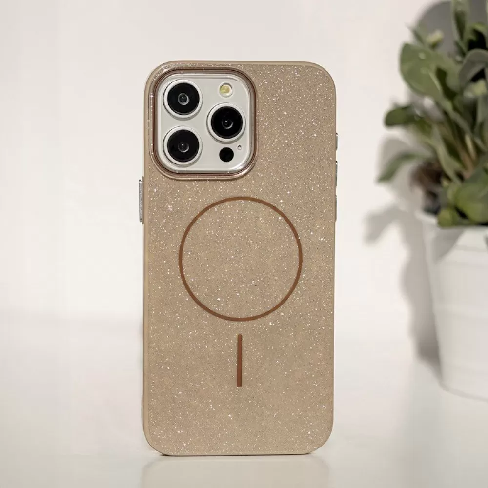 Futrola Glitter MagSafe za iPhone 16 (6.1) braon