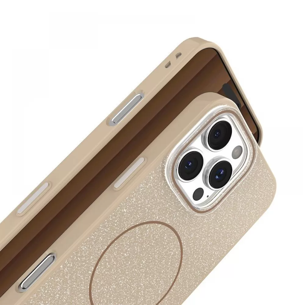 Futrola Glitter MagSafe za iPhone 16 (6.1) braon