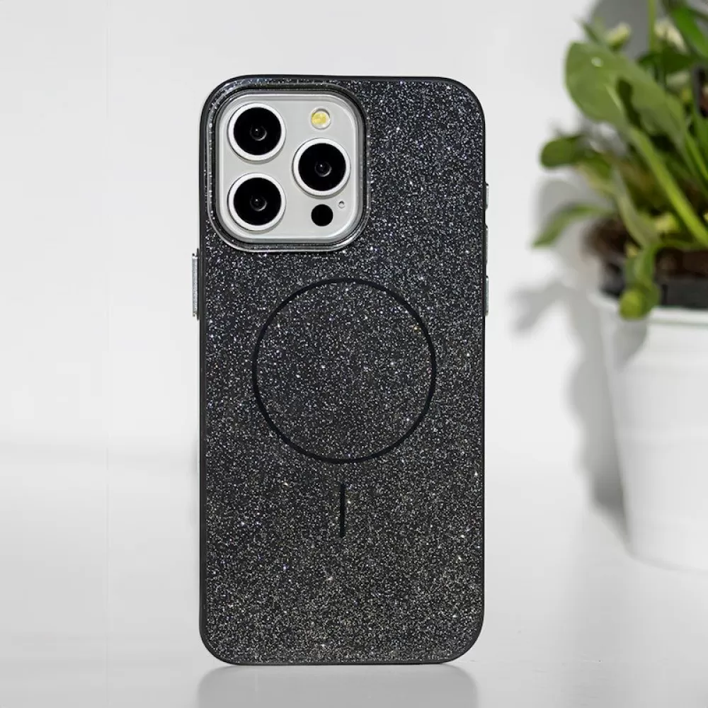 Futrola Glitter MagSafe za iPhone 15 Pro (6.1) crna