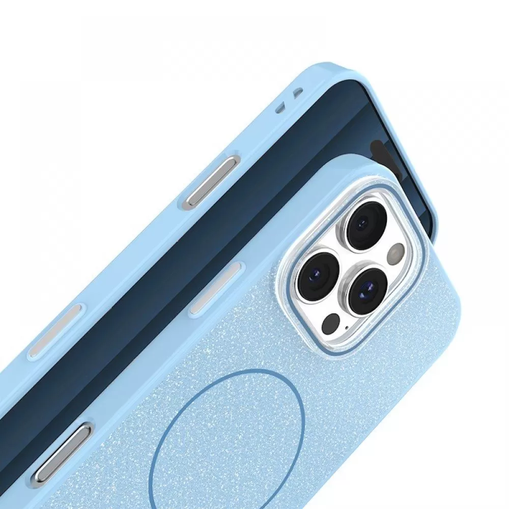 Futrola Glitter MagSafe za iPhone 12 / 12 Pro (6.1) plava