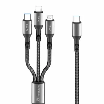 Usb kabal KONFULON DC62 FAST CHARGE 3in1 60W 1.2m crni