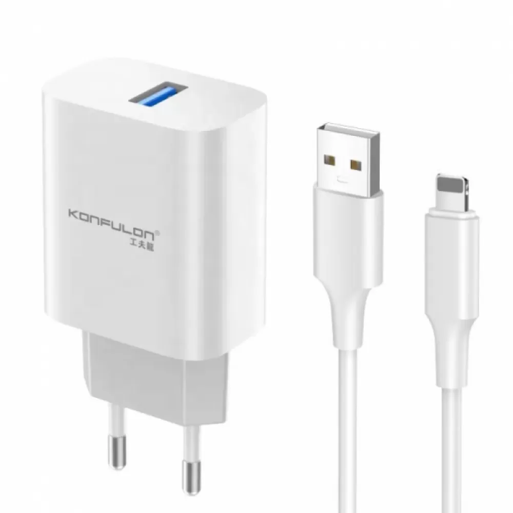 Kucni punjac KONFULON C87 + DL48 USB na Lightning beli