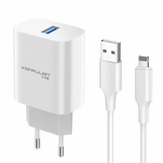 Kucni punjac KONFULON C87 + DL48 USB na Lightning beli