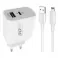 Kucni punjac KONFULON C89Q + DL48 FAST CHARGE USB 22.5W + PD 30W USB na Lightning beli