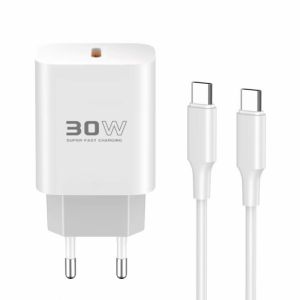 Kucni punjac KONFULON C87C + DL51 FAST CHARGE 30W Type C na Type C beli