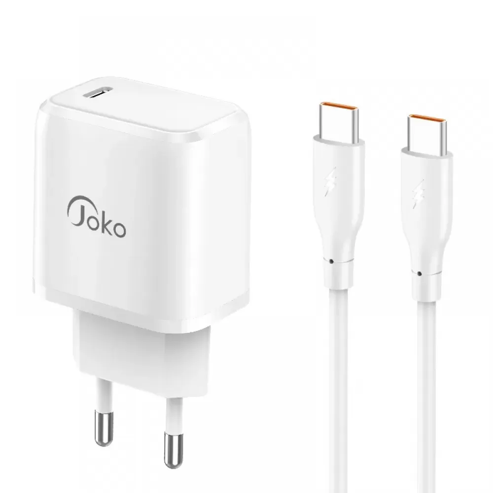 Kucni punjac KONFULON JOKO JK91 + DC67 FAST CHARGE PD 20W Type C na Type C beli