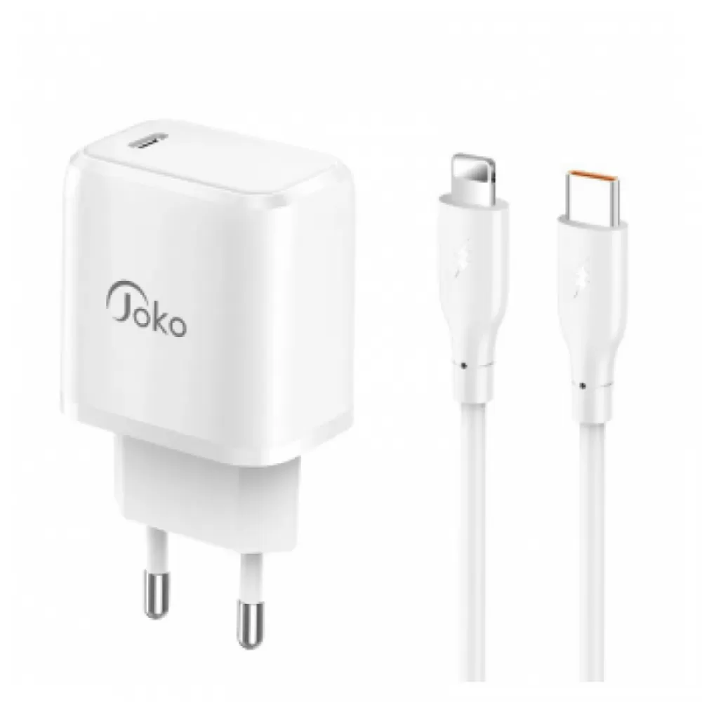 Kucni punjac KONFULON JOKO JK91 + DC66 FAST CHARGE PD 20W Type C na Lightning beli