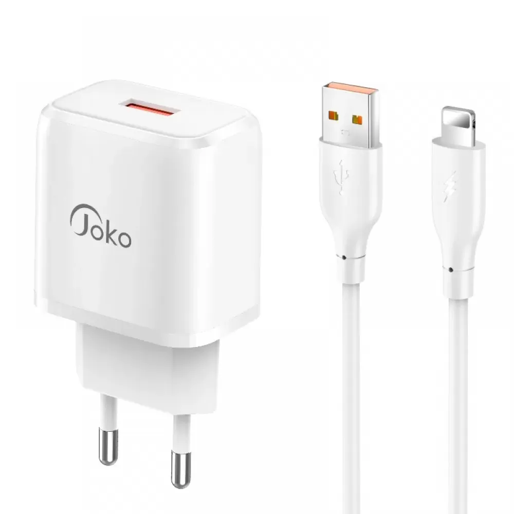 Kucni punjac KONFULON JOKO JK90 + DC64 FAST CHARGE QC 20W USB na Lightning beli