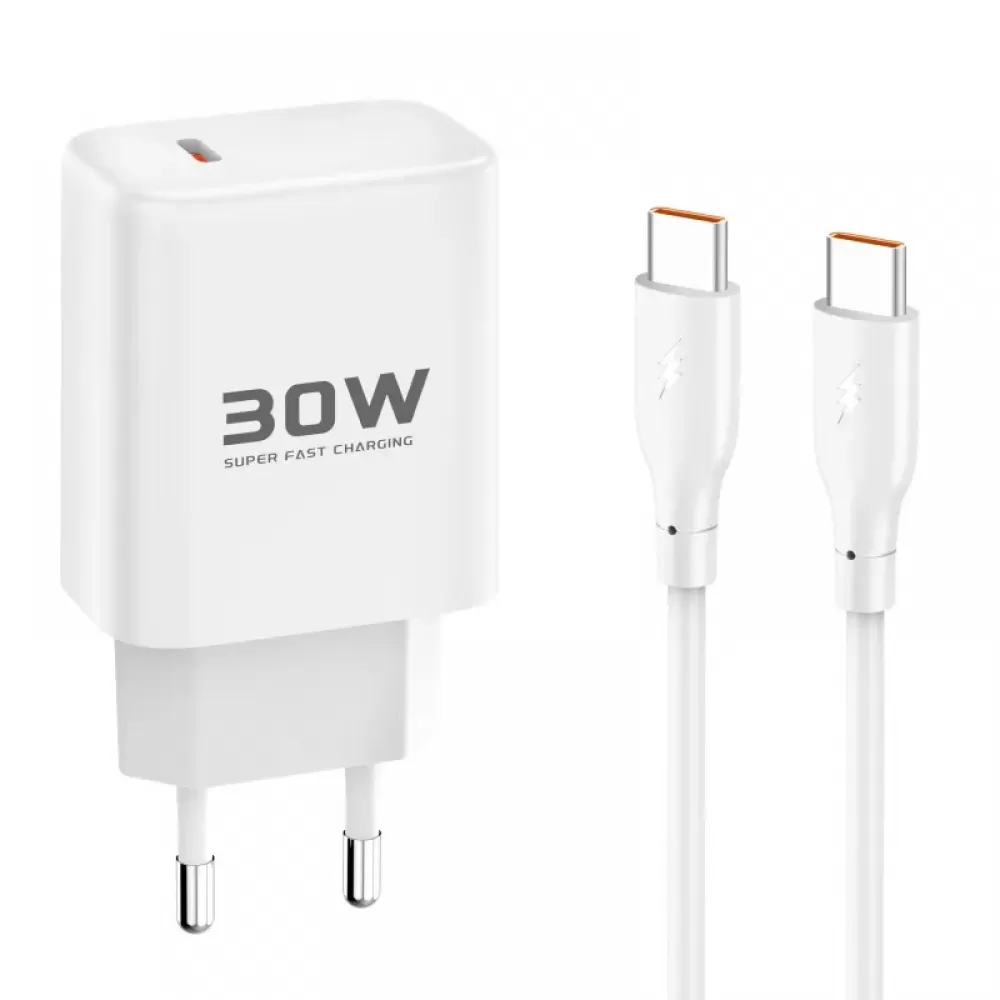 Kucni punjac KONFULON JOKO JK89 + DC67 FAST CHARGE Type C na Type C beli