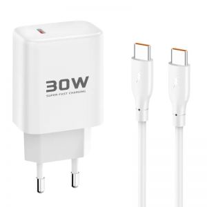 Kucni punjac KONFULON JOKO JK89 + DC67 FAST CHARGE Type C na Type C beli