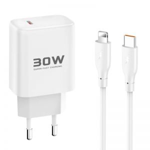 Kucni punjac KONFULON JOKO JK89 + DC66 FAST CHARGE Type C na Lightning beli