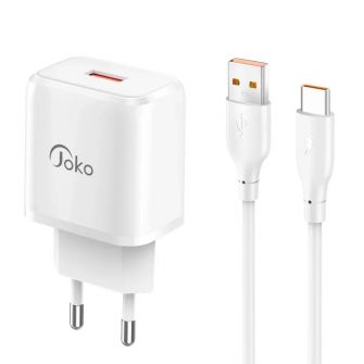 Kucni punjac KONFULON JOKO JK87 + DC65 FAST CHARGE USB na Type C beli