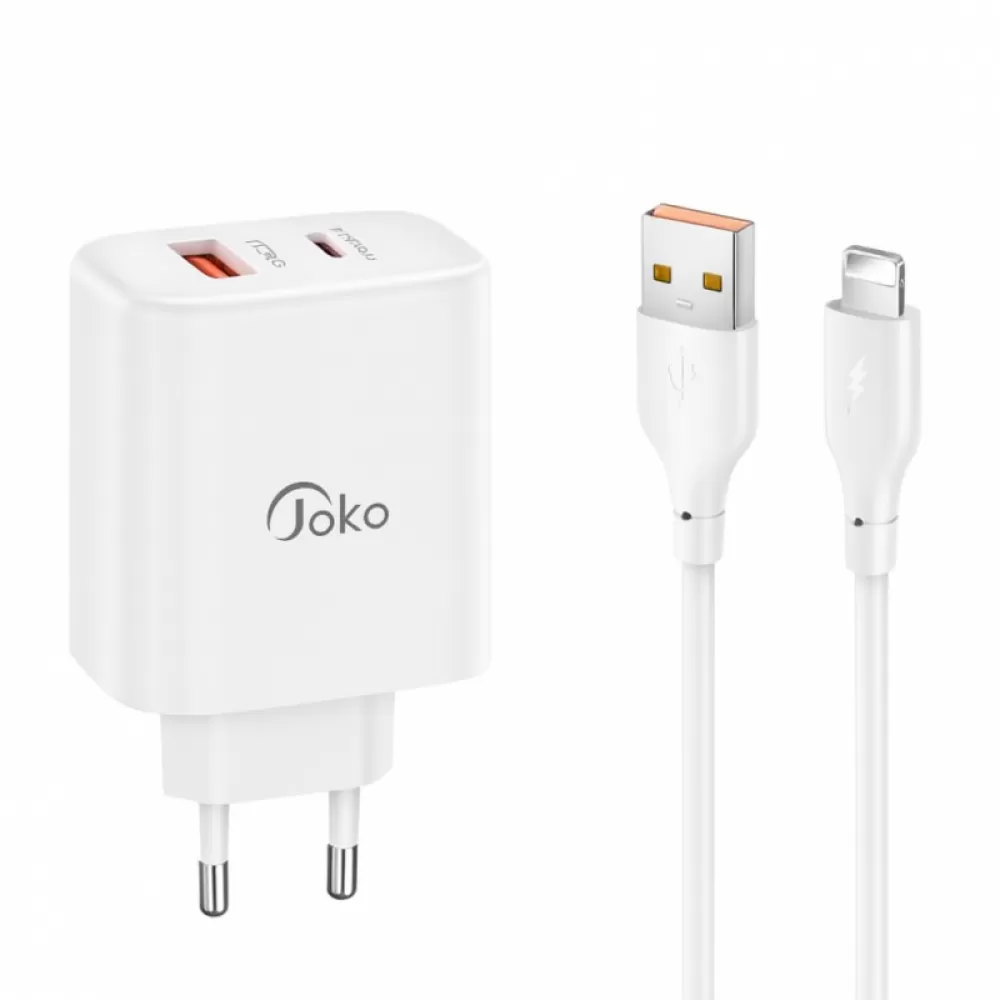 Kucni punjac KONFULON JOKO JK87 + DC64 FAST CHARGE USB na Lightning beli