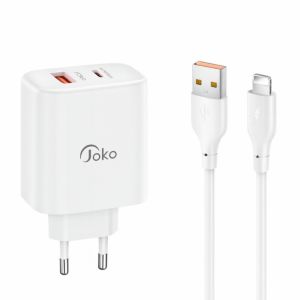 Kucni punjac KONFULON JOKO JK87 + DC64 FAST CHARGE USB na Lightning beli