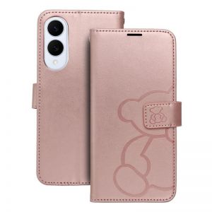 Futrola flip MEZZO BOOK za SAMSUNG S25 Edge teddy bear roze-zlatna