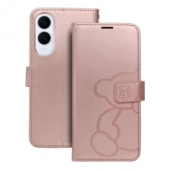 Futrola flip MEZZO BOOK za SAMSUNG S25 Edge teddy bear roze-zlatna