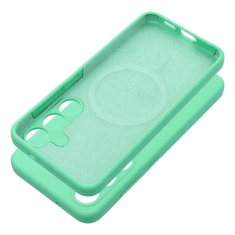 Futrola SILICONE 2mm za SAMSUNG S25 Edge kompatibilna sa MagSafe mentol-zelena