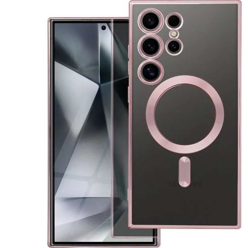 Futrola Electro Mag Cover za iPhone 17 Pro Max / iPhone 18 Pro Max (celi prsten) roze-zlatna