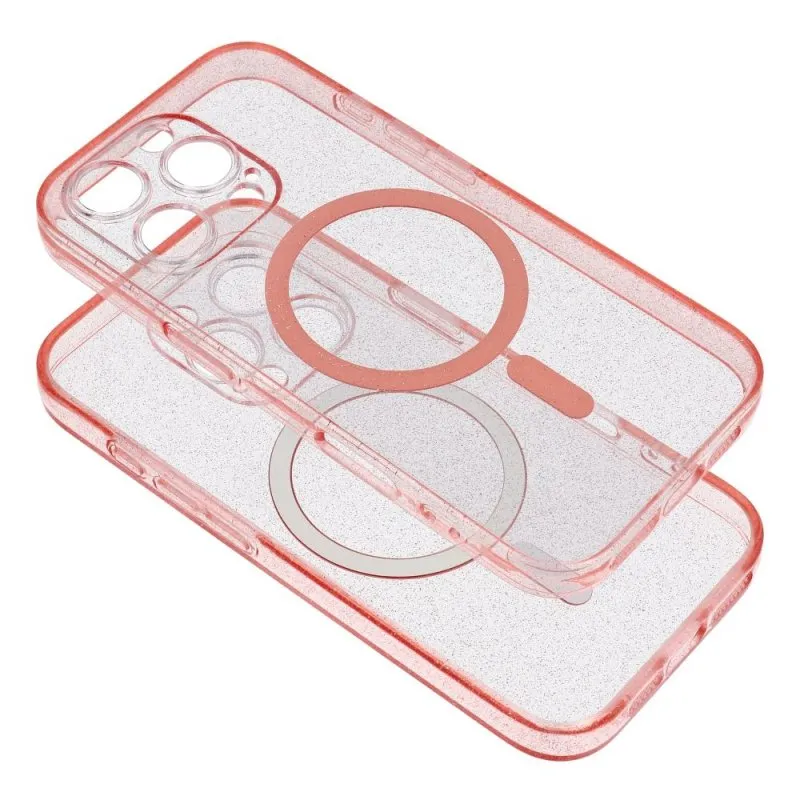 Futrola CLEAR MAGSAFE za IPHONE 16 Pro Max roze sa sljokicama