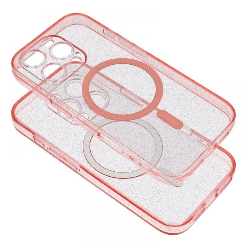 Futrola CLEAR MAGSAFE za IPHONE 15 roze sa sljokicama