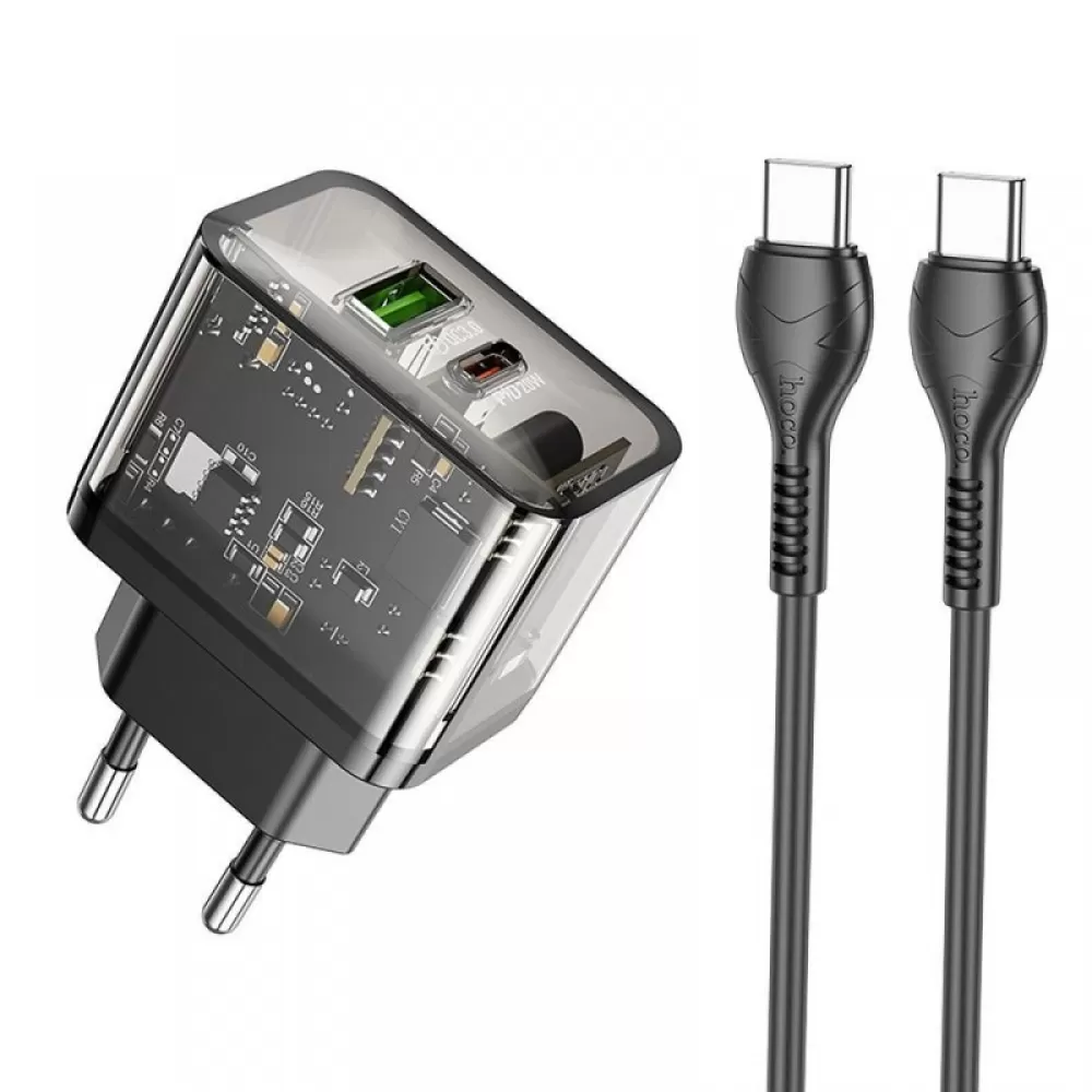 HOCO zidni punjac USB A + Type C + kabl Type C na Type C PD QC3.0 3A 20W N34 providan